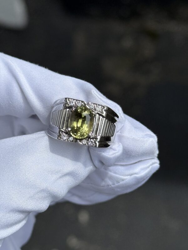 Handcrafted 18K White Gold Chrysoberyl Ring