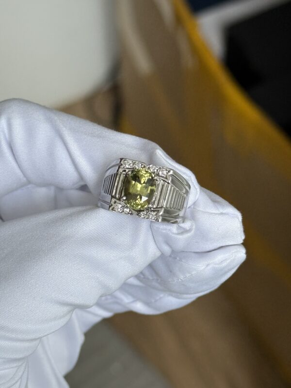 Handcrafted 18K White Gold Chrysoberyl Ring