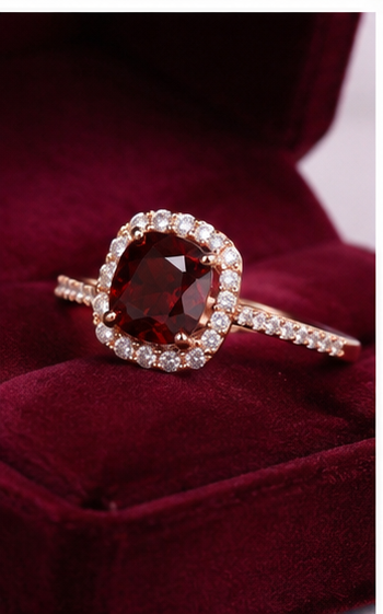 ring_background_4 2 Carat Cushion Cut Red Garnet Promise Ring