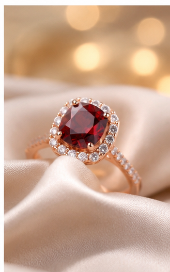 ring_background_7 2 Carat Cushion Cut Red Garnet Promise Ring